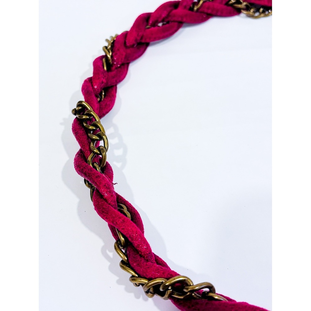 MATT & NAT Raspberry braided belt | Chain detail statement | Large - Picture 4 of 6